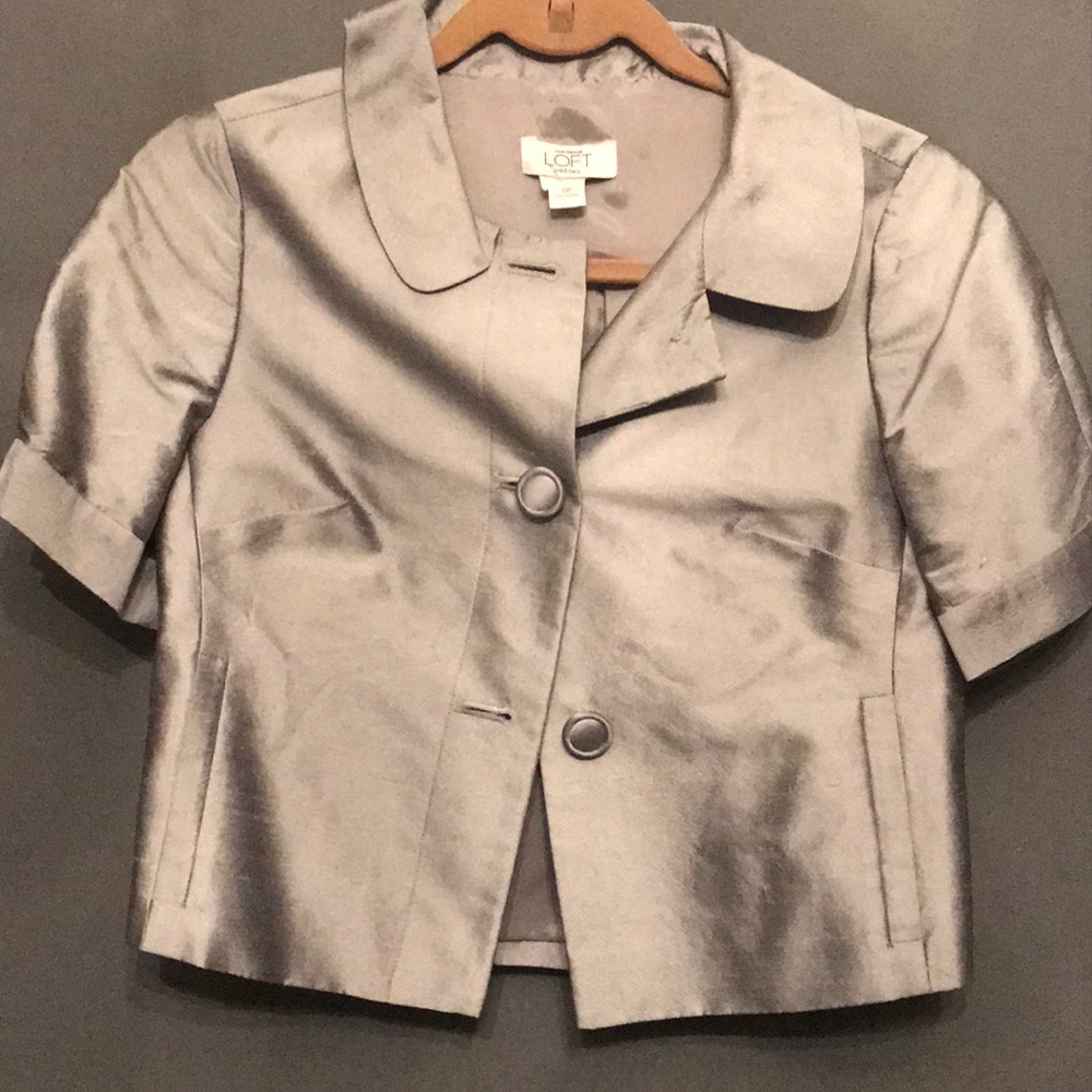 Silver cropped jacket by Loft